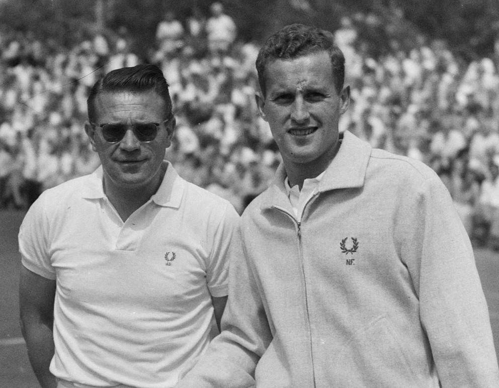 Jaroslav Drobný a Neale Frazer na turnaji v holandskom Noordwijku v roku 1956.