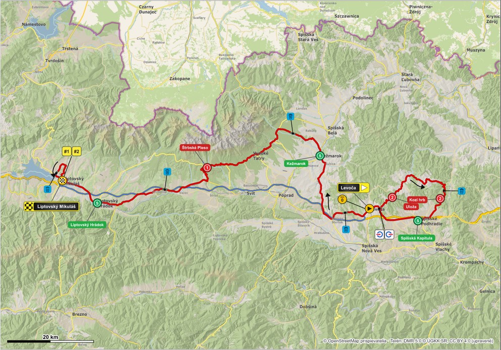 Mapa 2. etapy cyklistických pretekov Okolo Slovenska 2026.