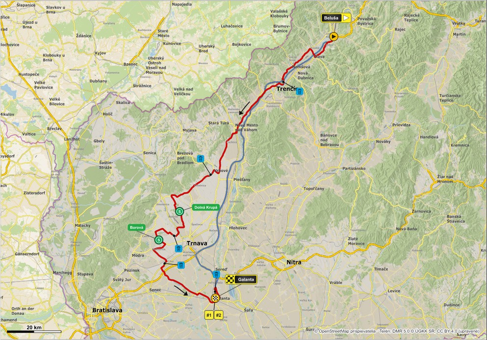 Mapa 4. etapy cyklistických pretekov Okolo Slovenska 2026.