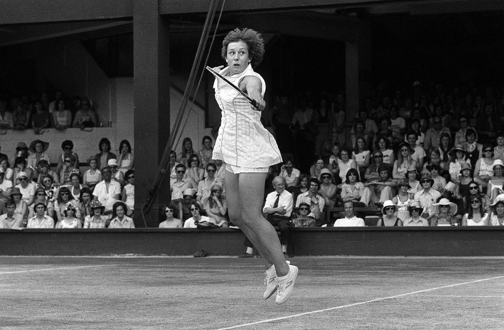 Martina Navrátilová vo Wimbledone v roku 1976.