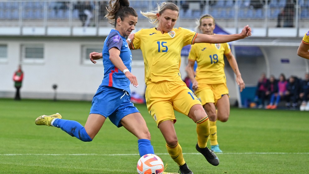 Patrícia Hmírová v zápase Ligy národov 2023/24 proti Rumunsku 1:0 v Senci (31.10.2023).