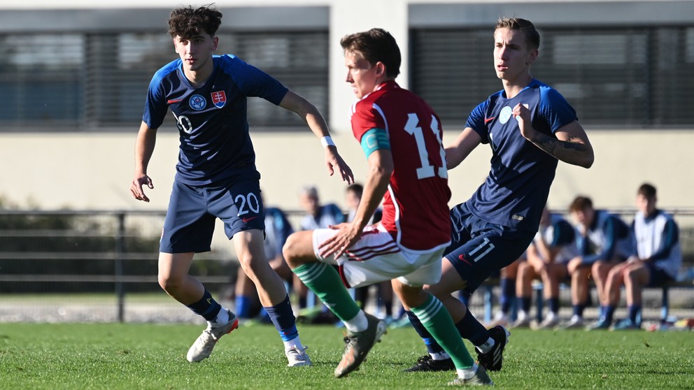 Hráči aktuálneho kádra SR19 Lukáš Dvorský a Róbert Petruška v zápase Slovensko 18 - Maďarsko 18 1:0 (7.11.2023, Dunajská Streda).