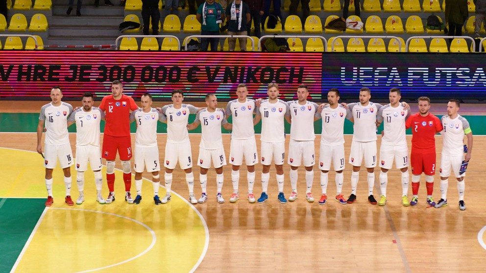 Na snímke slovenské reprezentačné družstvo v zápase kvalifikácie 12. skupiny MS 2024 vo futsale Slovensko - Nemecko 9. novembra 2022 v Leviciach.

