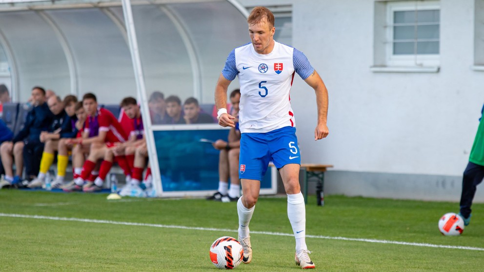 Dominik Javorček počas priateľského zápasu Slovensko 21 – Moldavsko 21 v Senci (11.6.2024)