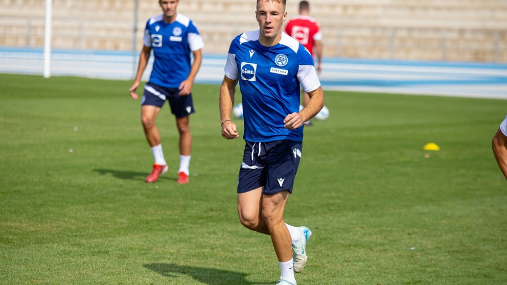 Dominik Javorček na tréningu reprezentácie do 21 rokov v Šamoríne pred dvojzápasom s Maďarskom a Bieloruskom (2.9.2024)