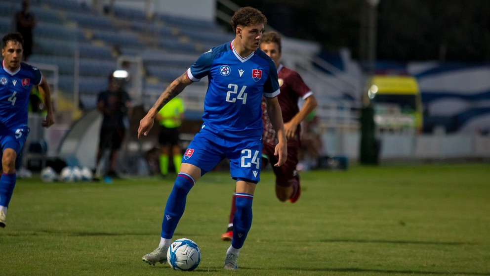 Branislav Spáčil (24) v prípravnom zápase Slovensko U21 – Bielorusko U21 v Dasaki Achnas na Cypre (10.9.2024)