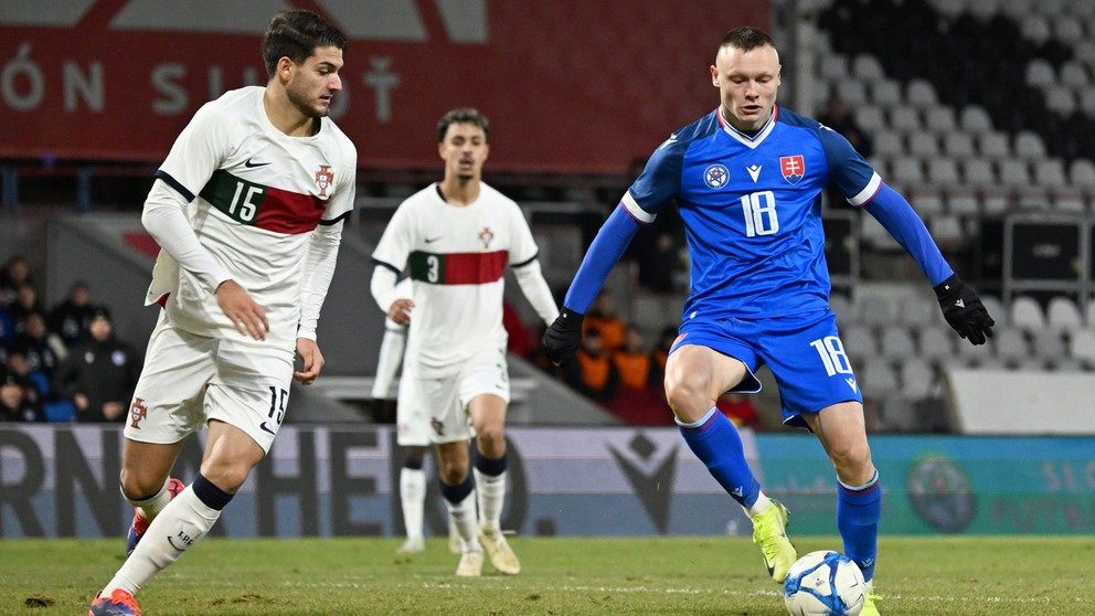 Christian Marques a Nino Marcelli v zápase Slovensko U21 – Portugalsko U21 v Trenčíne (18.11.2024)