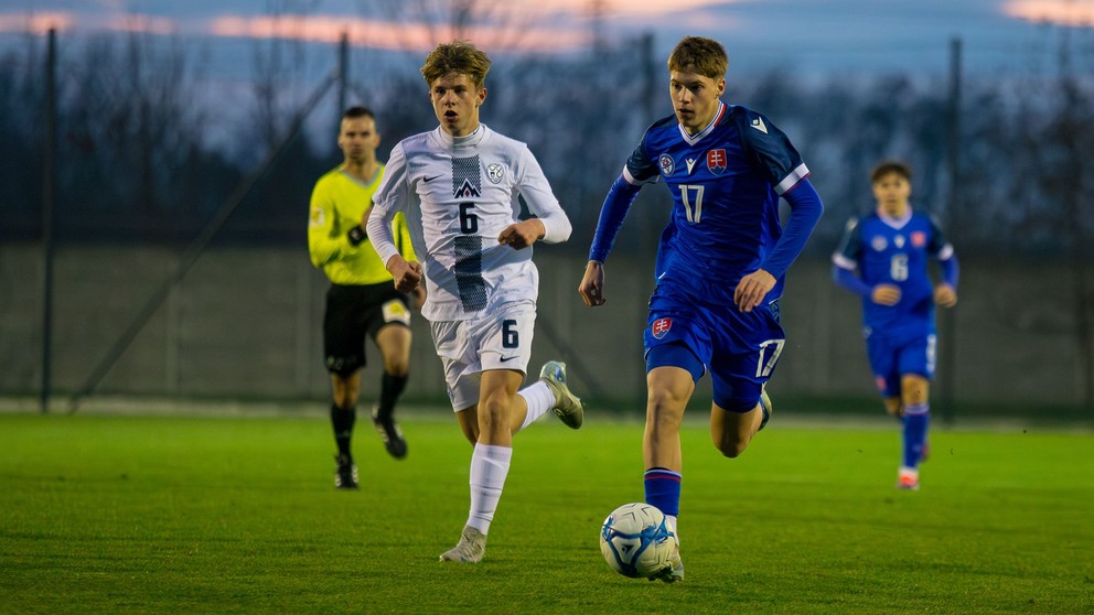 Žan Šešerko, Christián Hamšík v prípravnom zápase Slovensko U15 – Slovinsko U15 v Dunajskej Strede (26.10.2024)