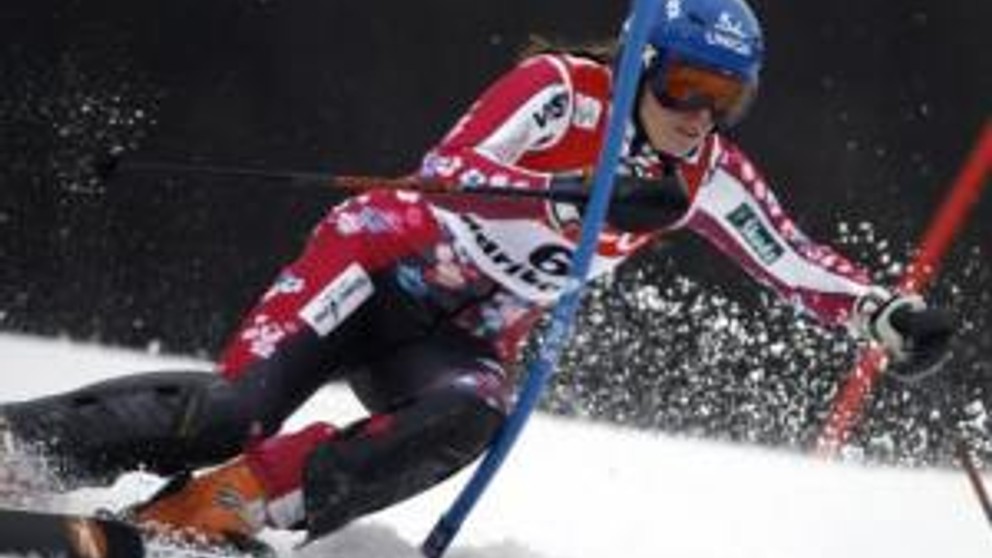 Veronika Zuzulová počas prvého kola slalomu v slovinskom Maribore.