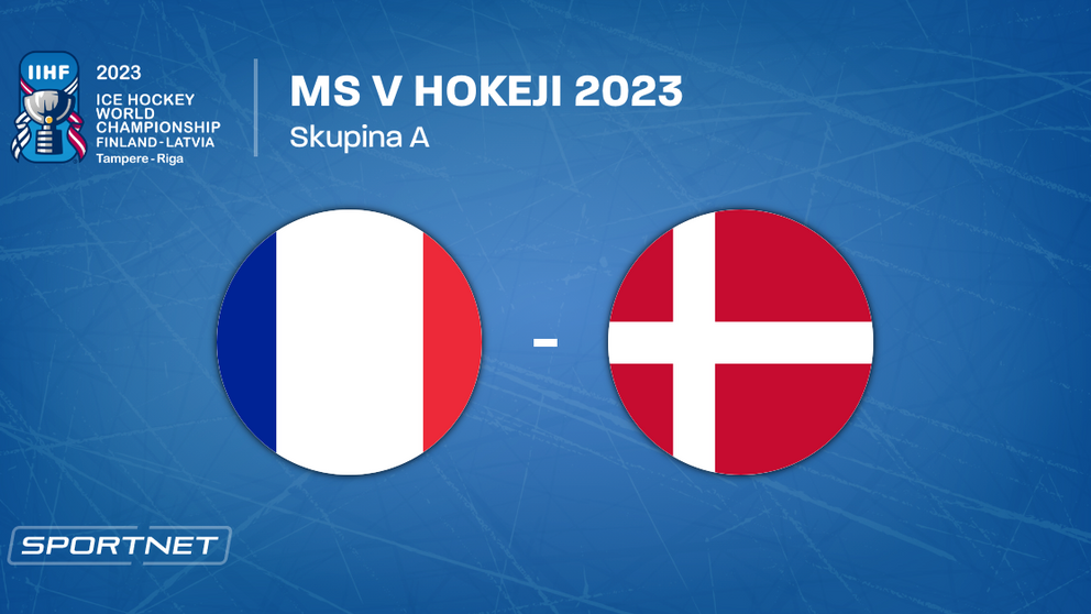 Francúzsko - Dánsko, ONLINE prenos zo zápasu na MS v hokeji 2023 LIVE.