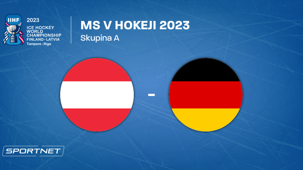 Rakúsko - Nemecko, ONLINE prenos zo zápasu na MS v hokeji 2023 LIVE.